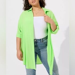 Torrid Gauze Open Front Shirt Kimono
